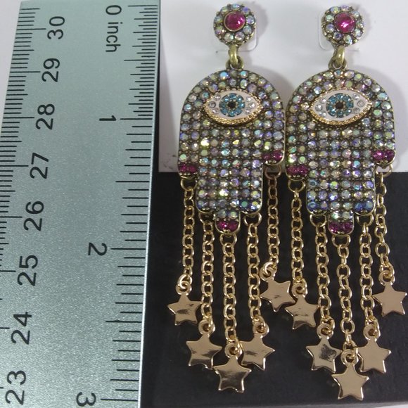 Betsey Johnson hamasa evil eye earrings  very cool boho hippie gypsy - Picture 4 of 9